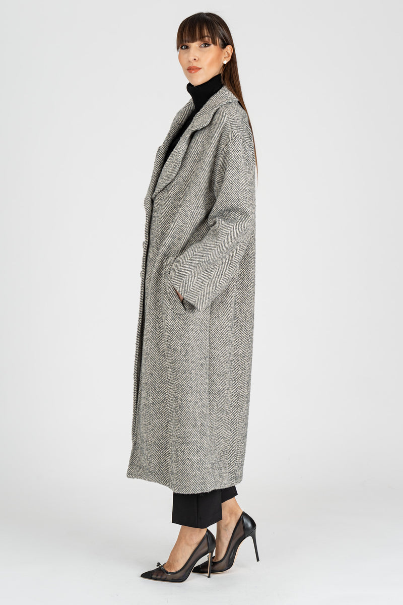 Cappotto Spigato Grigio Burro