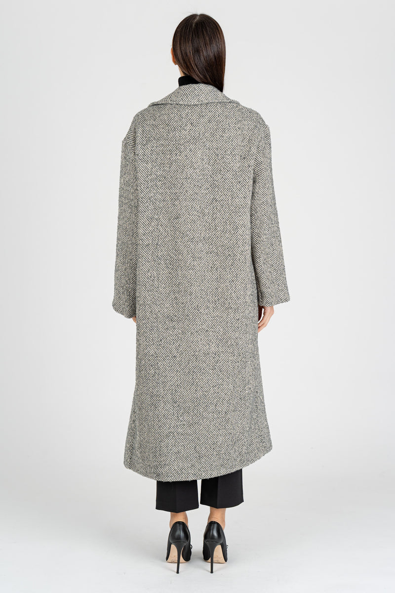 Cappotto Spigato Grigio Burro