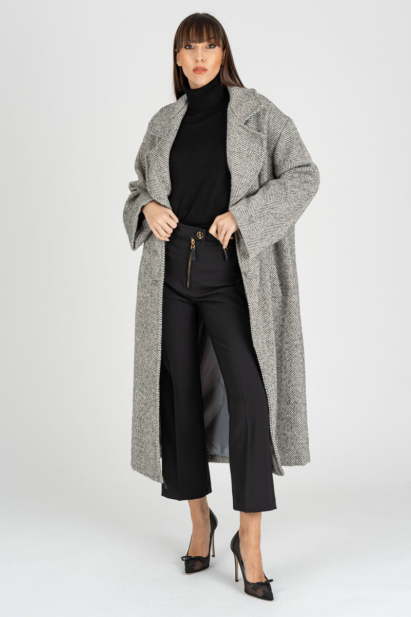 Cappotto Spigato Grigio Burro