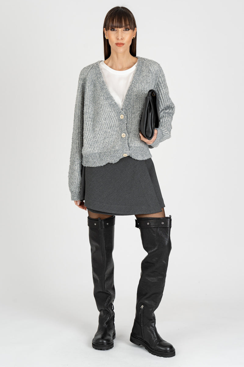 Cardigan Effetto Boucle’ Gray