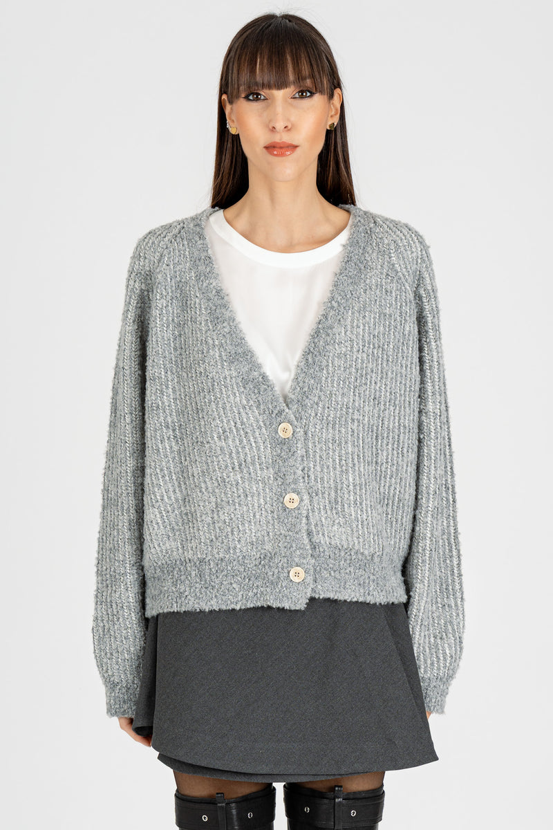 Cardigan Effetto Boucle’ Gray