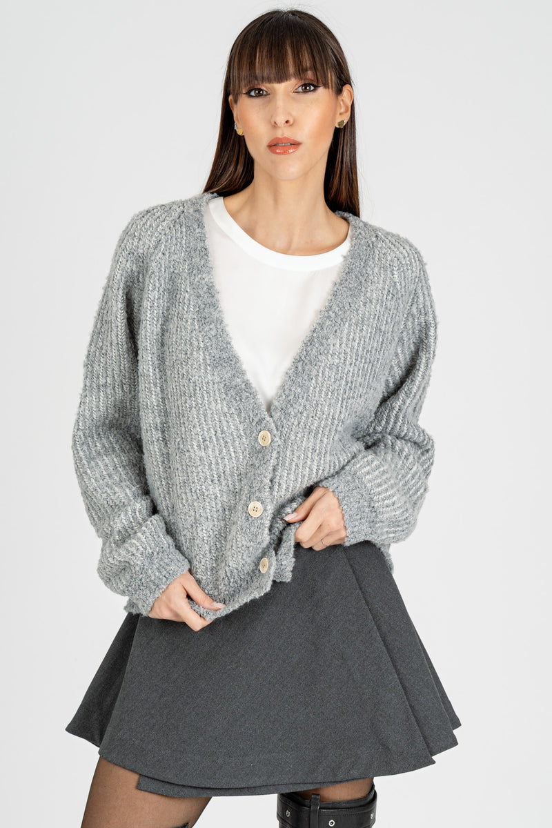 Cardigan Effetto Boucle’ Gray