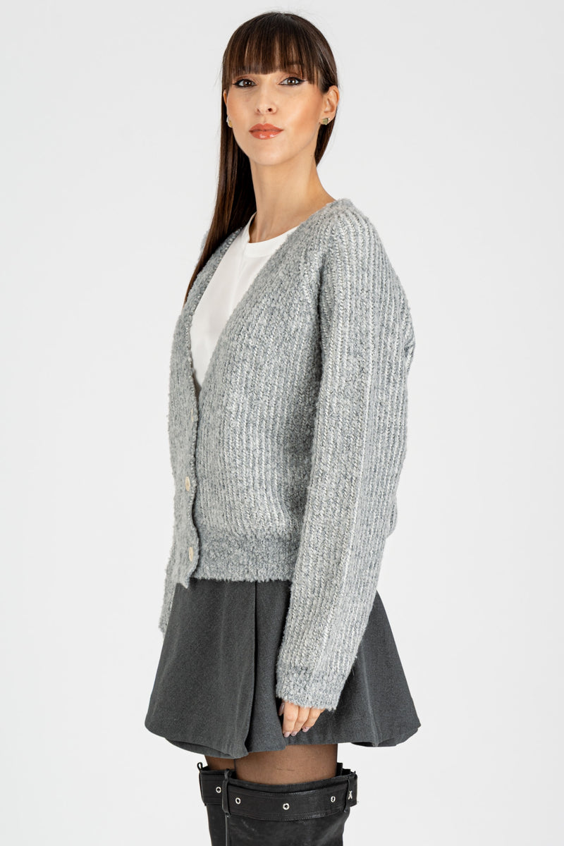 Cardigan Effetto Boucle’ Gray