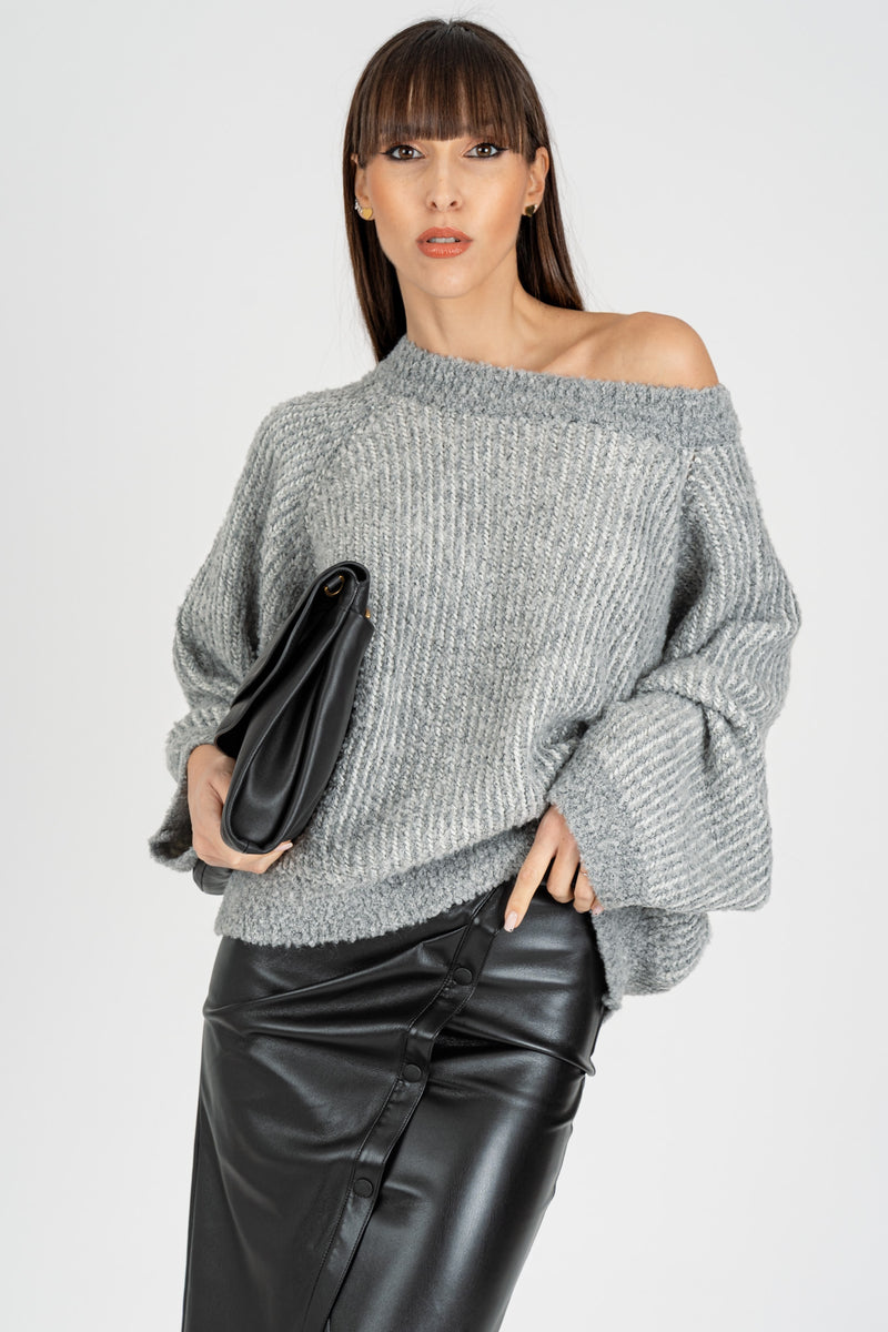 Maglione Effetto Boucle’  Gray