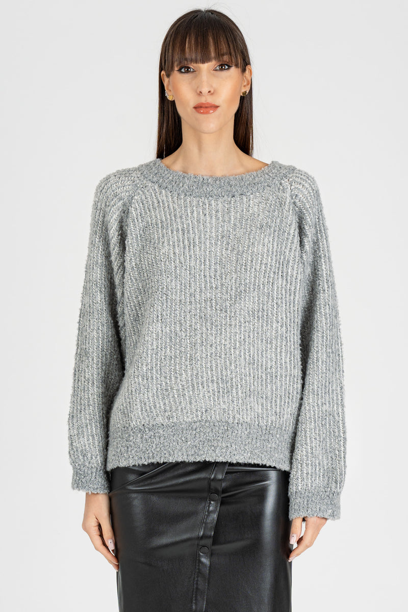 Maglione Effetto Boucle’  Gray
