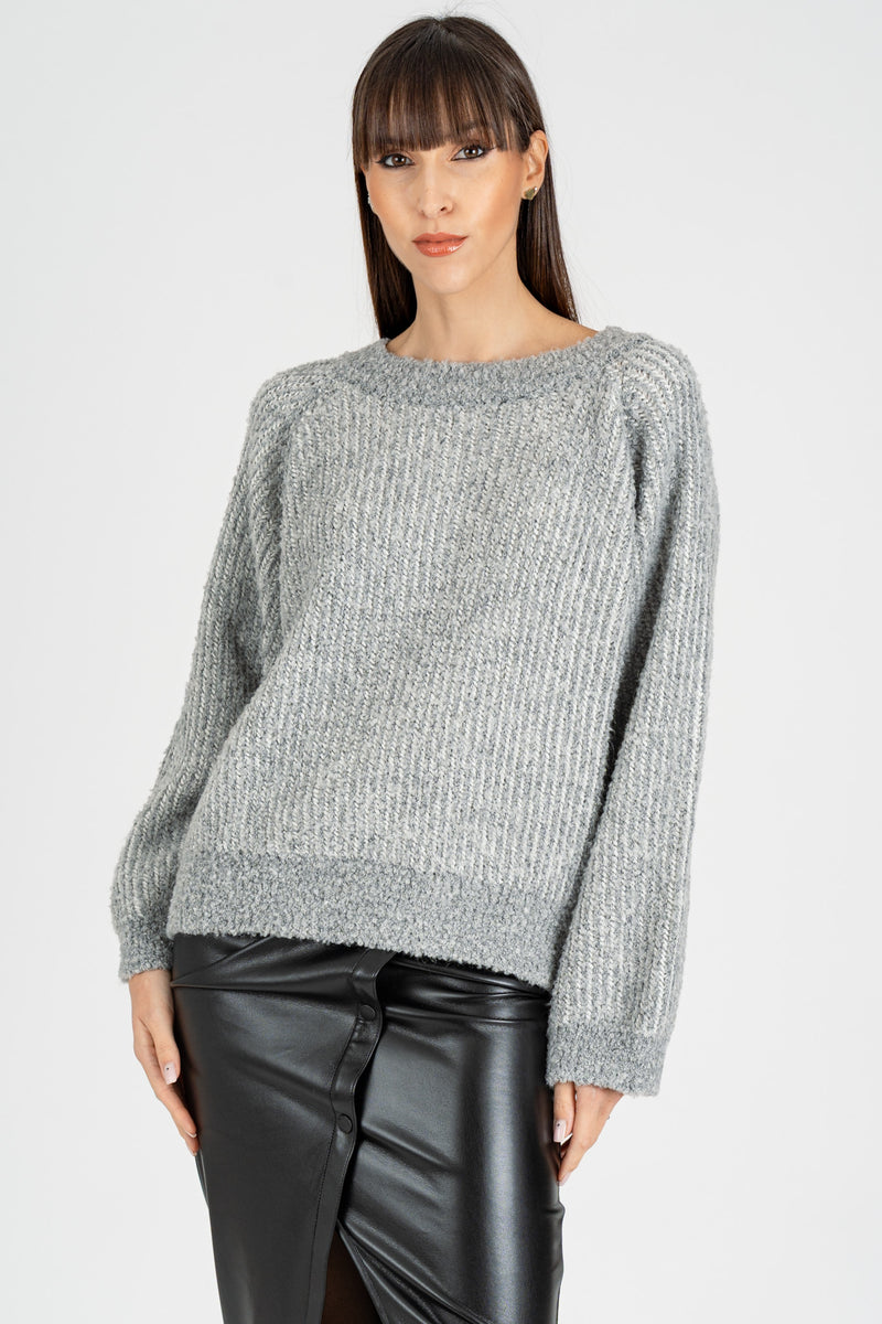 Maglione Effetto Boucle’  Gray