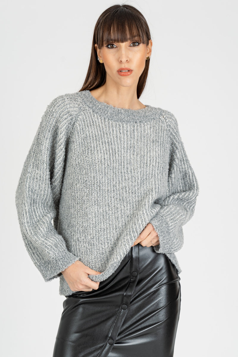 Maglione Effetto Boucle’  Gray