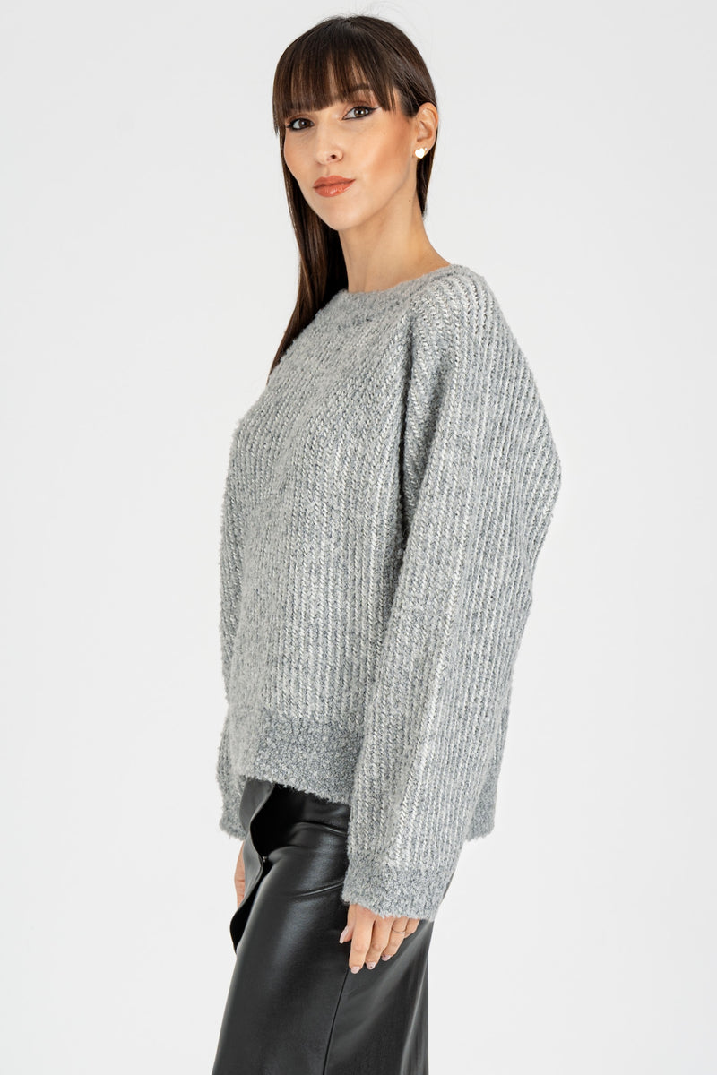 Maglione Effetto Boucle’  Gray