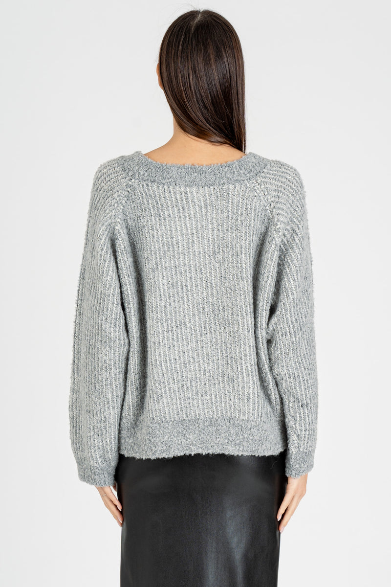 Maglione Effetto Boucle’  Gray