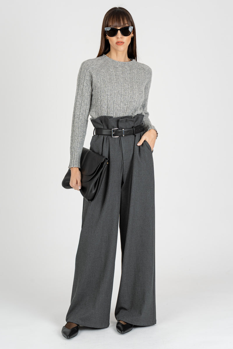 Maglia Pull a Trecce Grigio