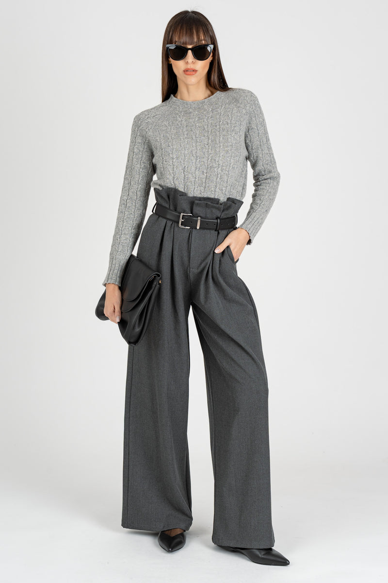 Maglia Pull a Trecce Grigio
