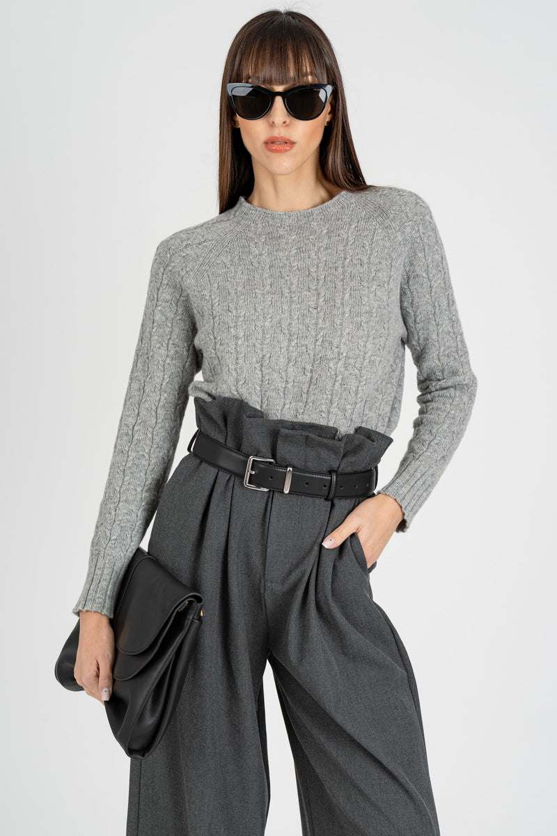 Maglia Pull a Trecce Grigio