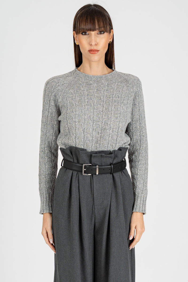 Maglia Pull a Trecce Grigio