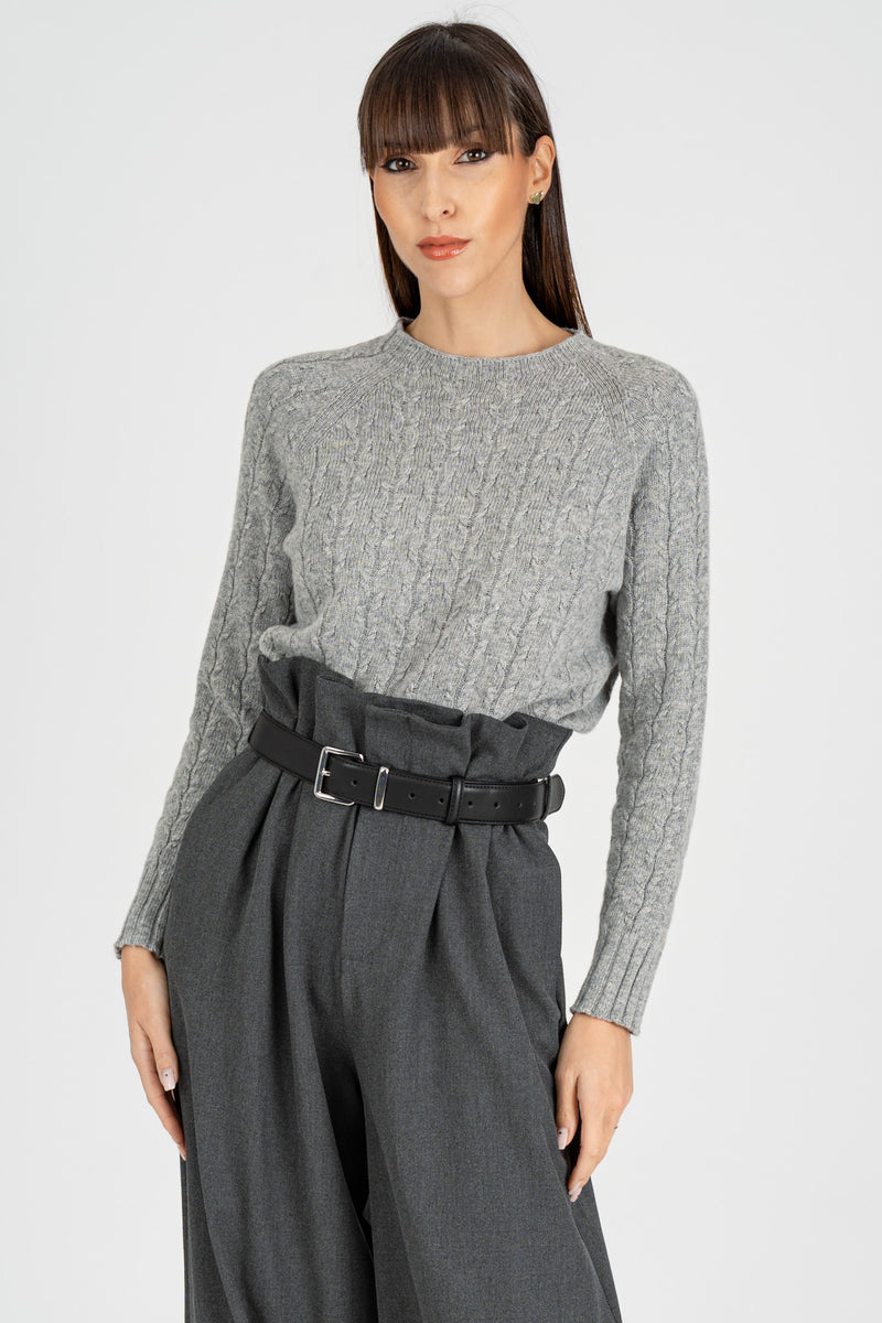 Maglia Pull a Trecce Grigio