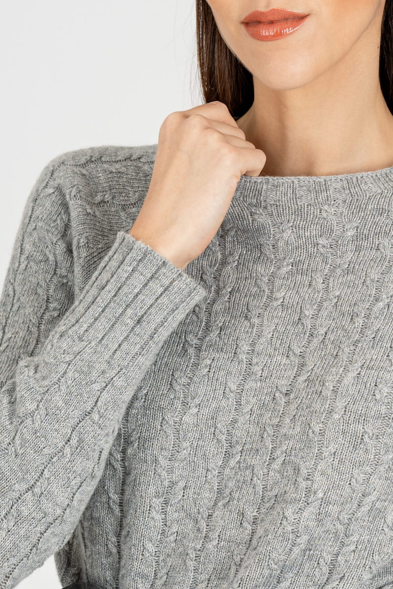 Maglia Pull a Trecce Grigio