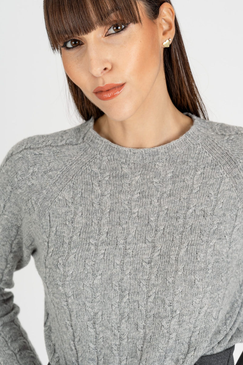 Maglia Pull a Trecce Grigio