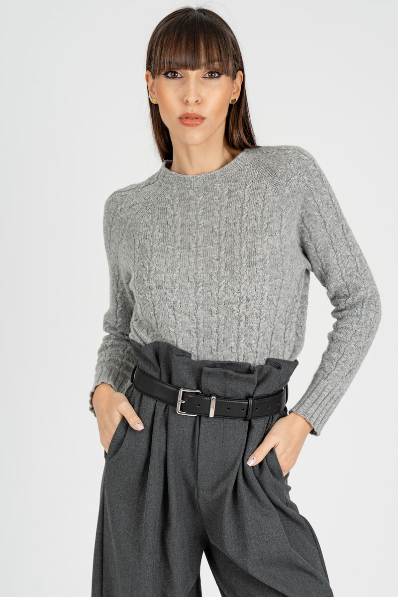 Maglia Pull a Trecce Grigio