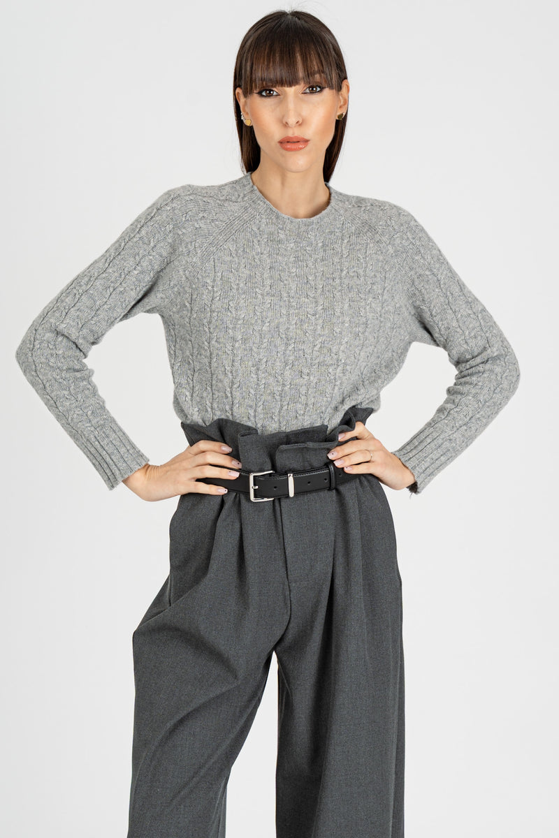 Maglia Pull a Trecce Grigio