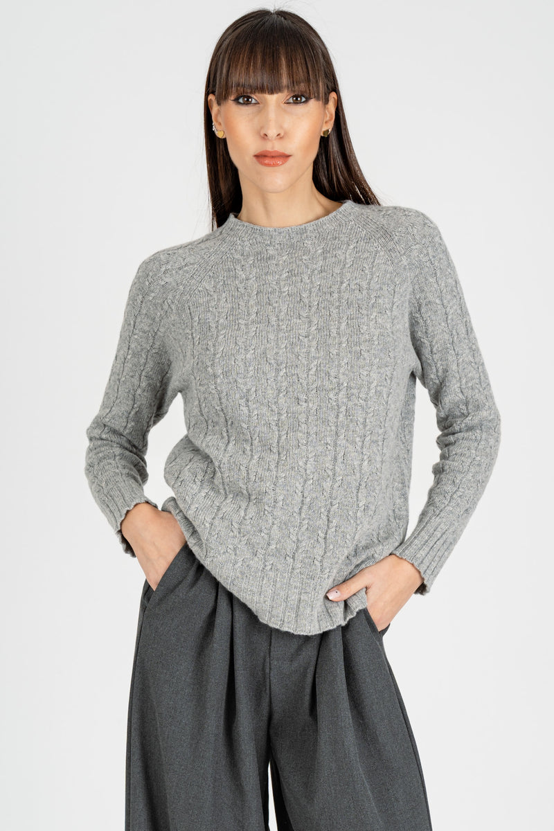 Maglia Pull a Trecce Grigio