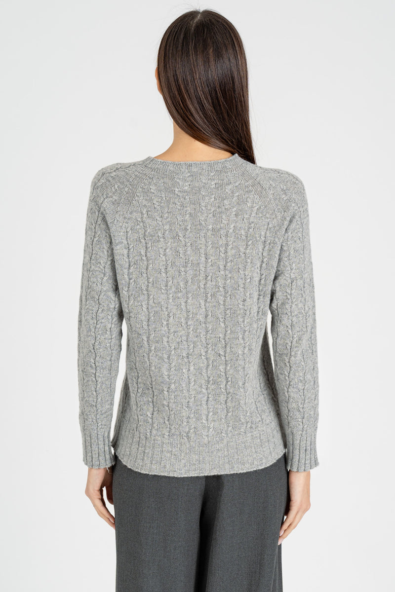 Maglia Pull a Trecce Grigio
