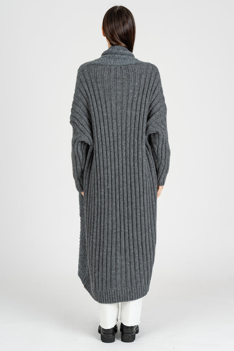 Cappotto Cardigan Mix Punti Grigio