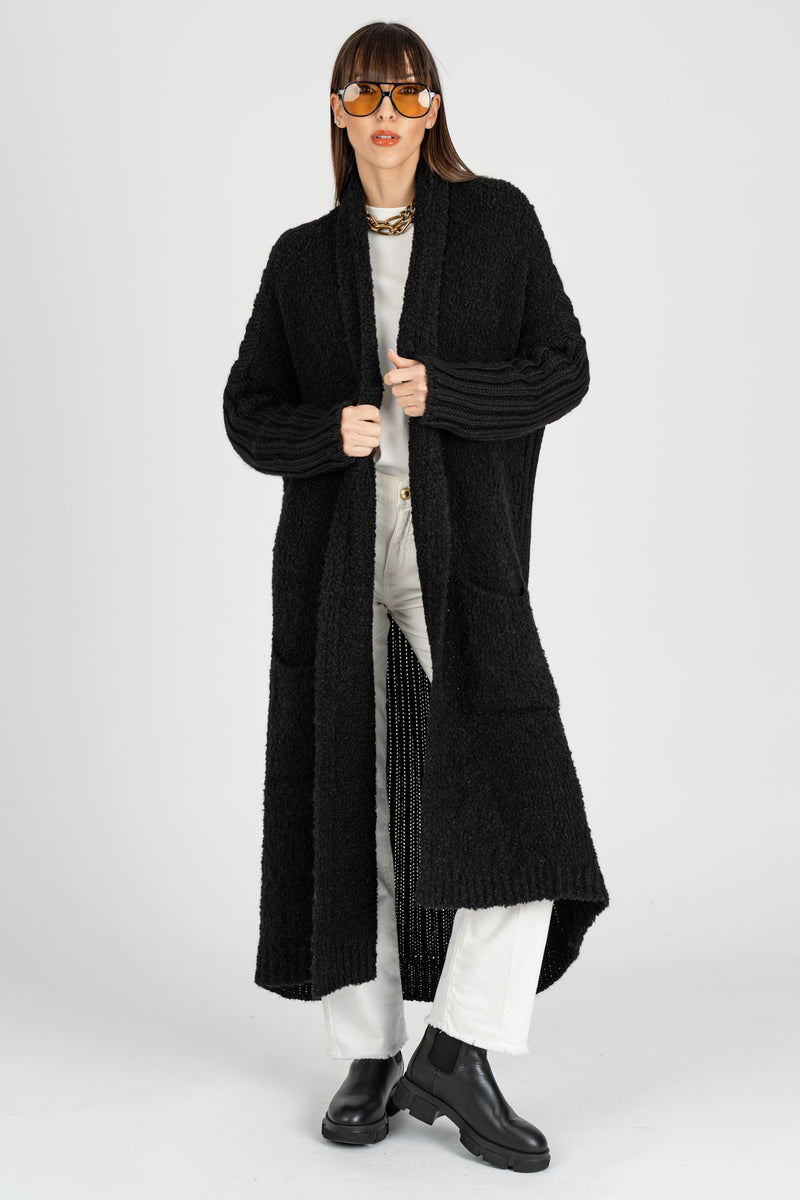 Cappotto Cardigan Mix Punti Nero