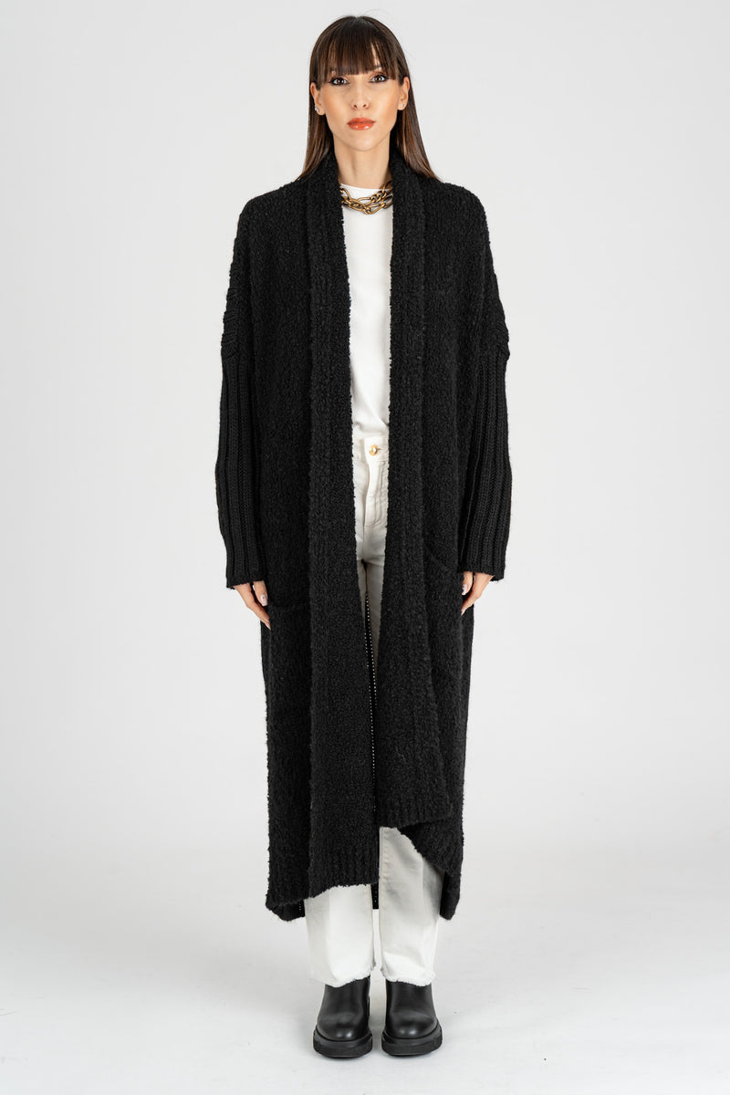 Cappotto Cardigan Mix Punti Nero