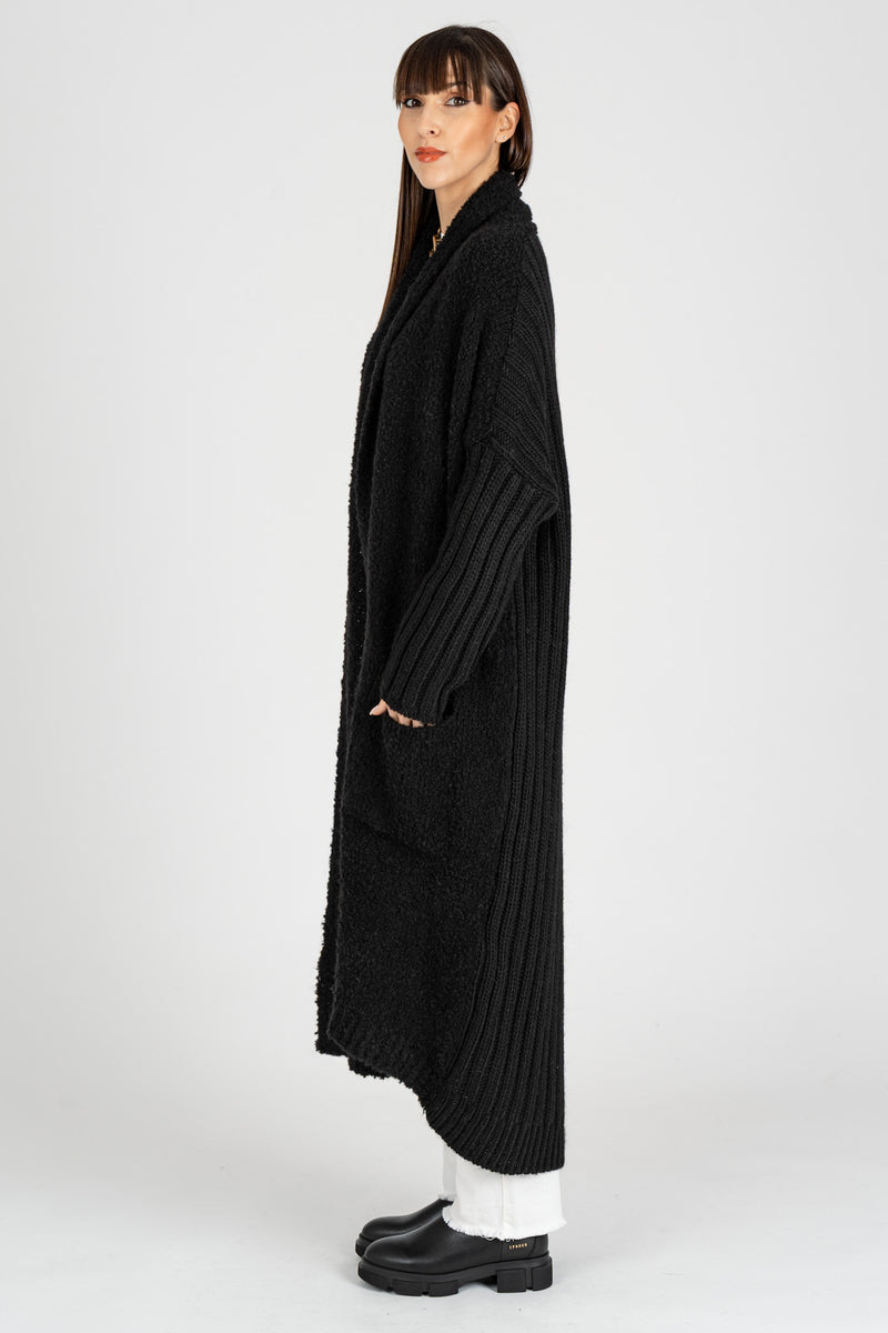 Cappotto Cardigan Mix Punti Nero