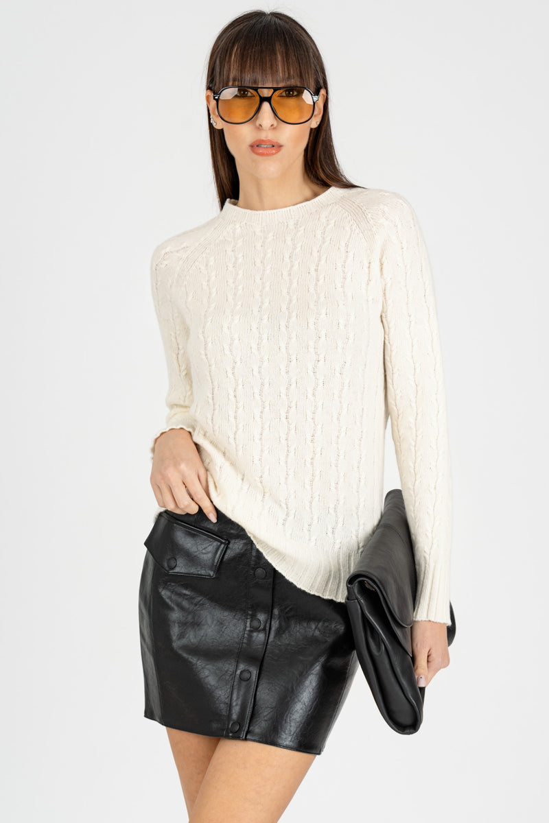 Maglia Pull a Trecce Latte