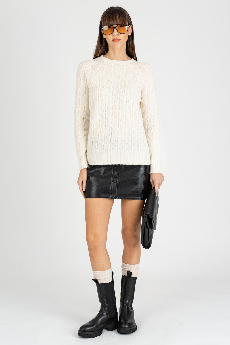 Maglia Pull a Trecce Latte