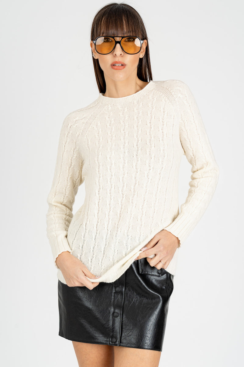 Maglia Pull a Trecce Latte