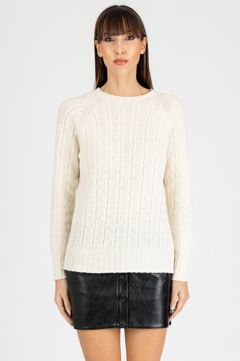 Maglia Pull a Trecce Latte