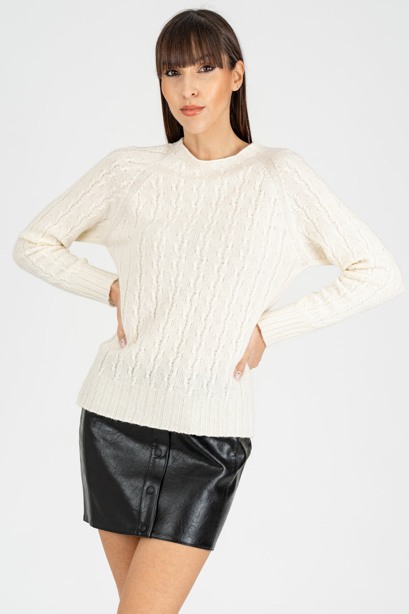 Maglia Pull a Trecce Latte