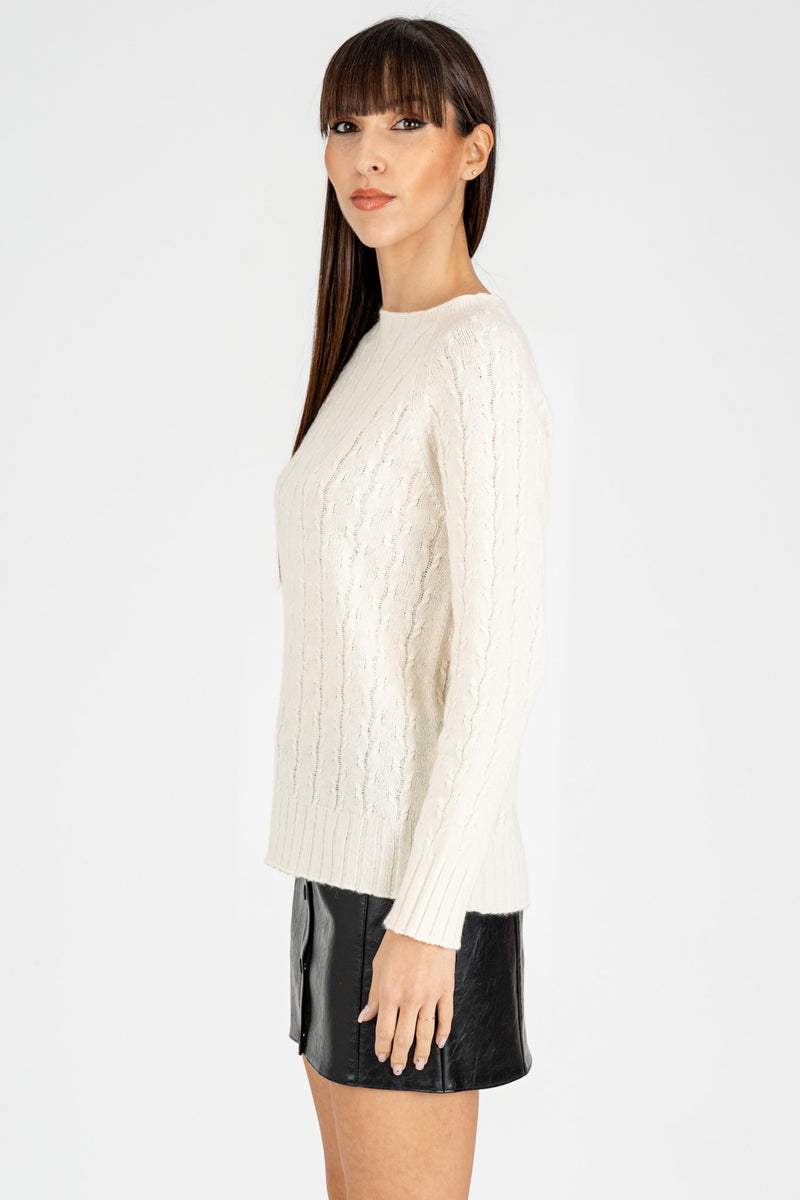 Maglia Pull a Trecce Latte