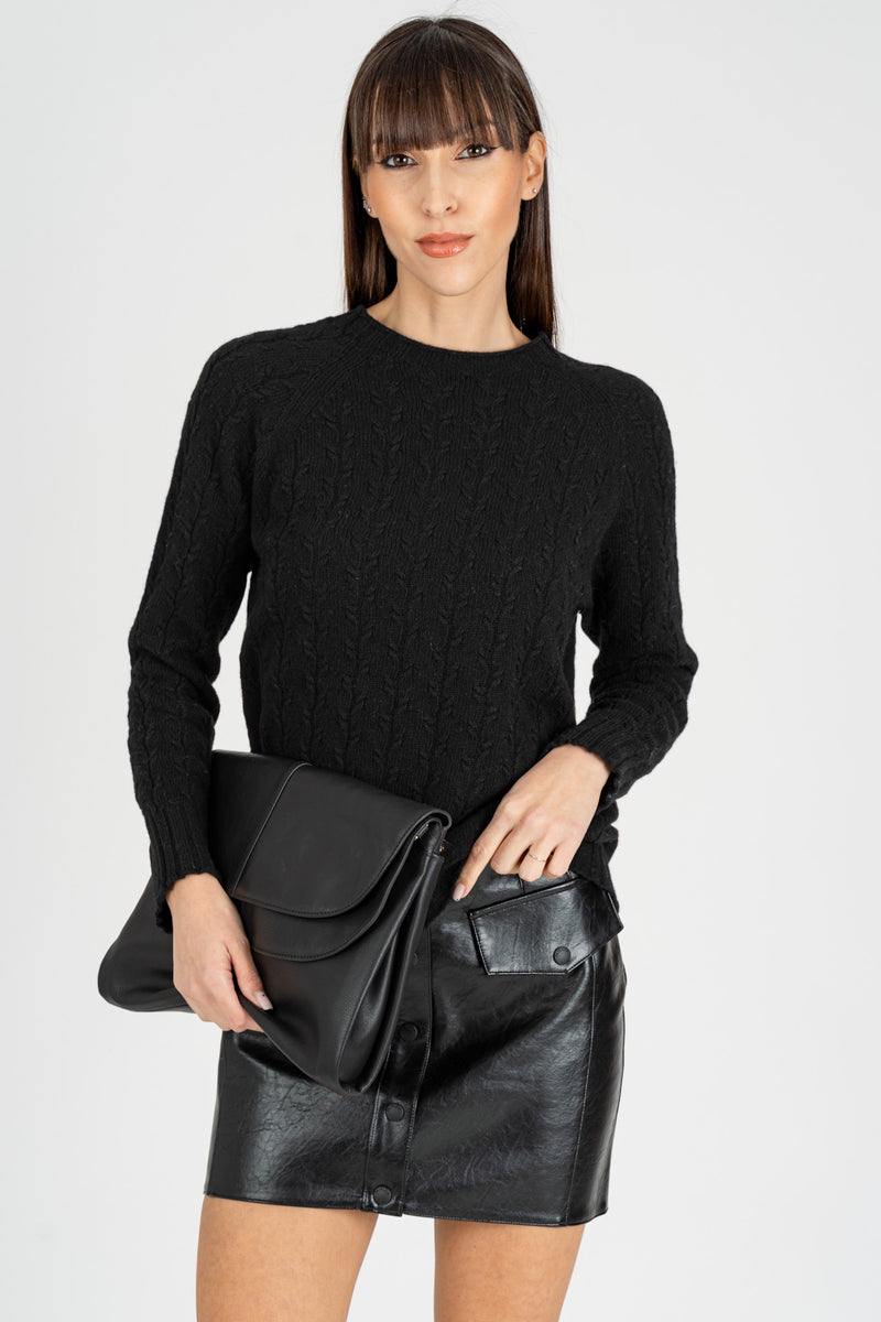 Maglia Pull a Trecce Nero