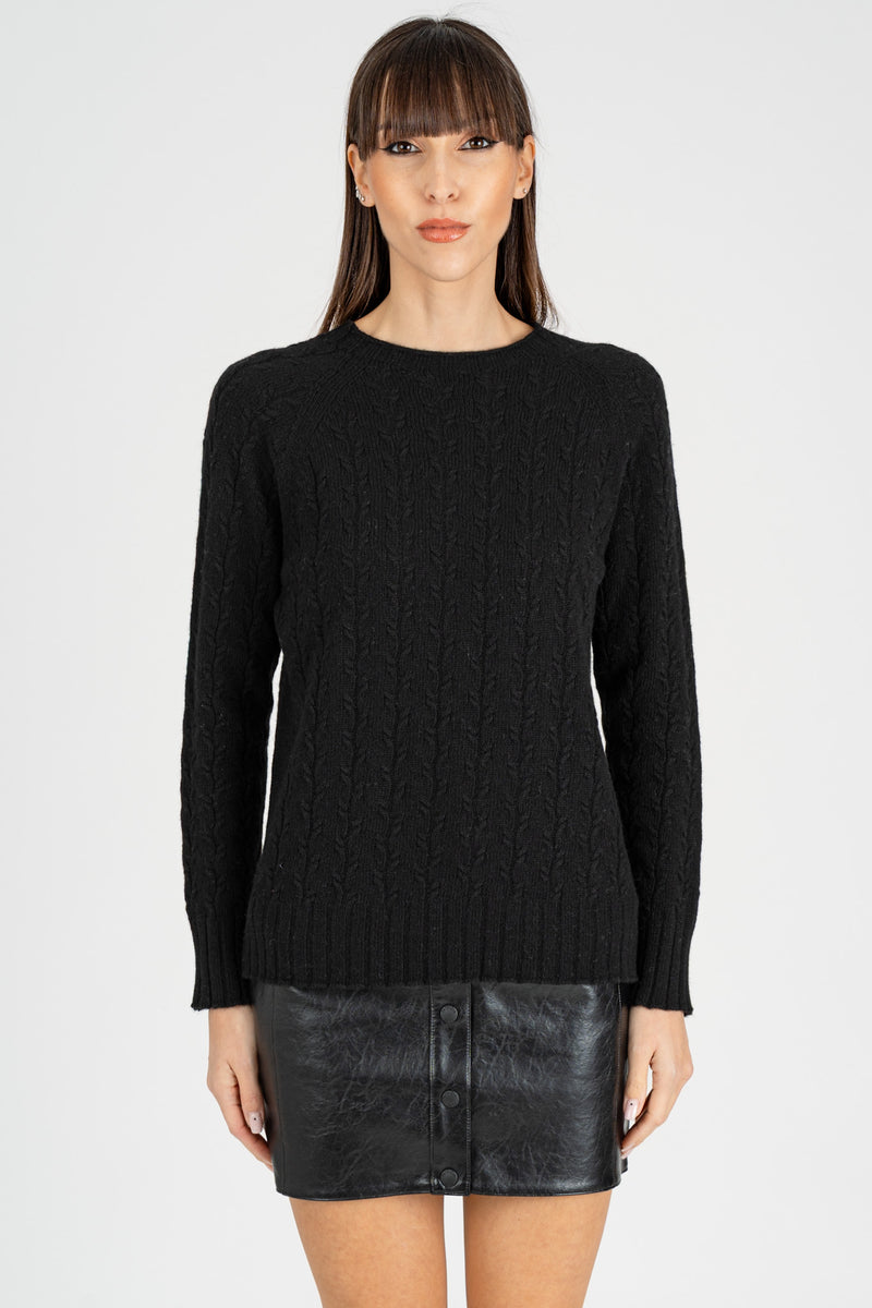 Maglia Pull a Trecce Nero
