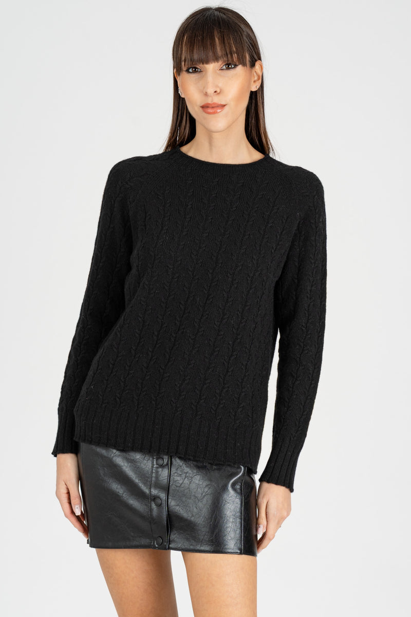 Maglia Pull a Trecce Nero