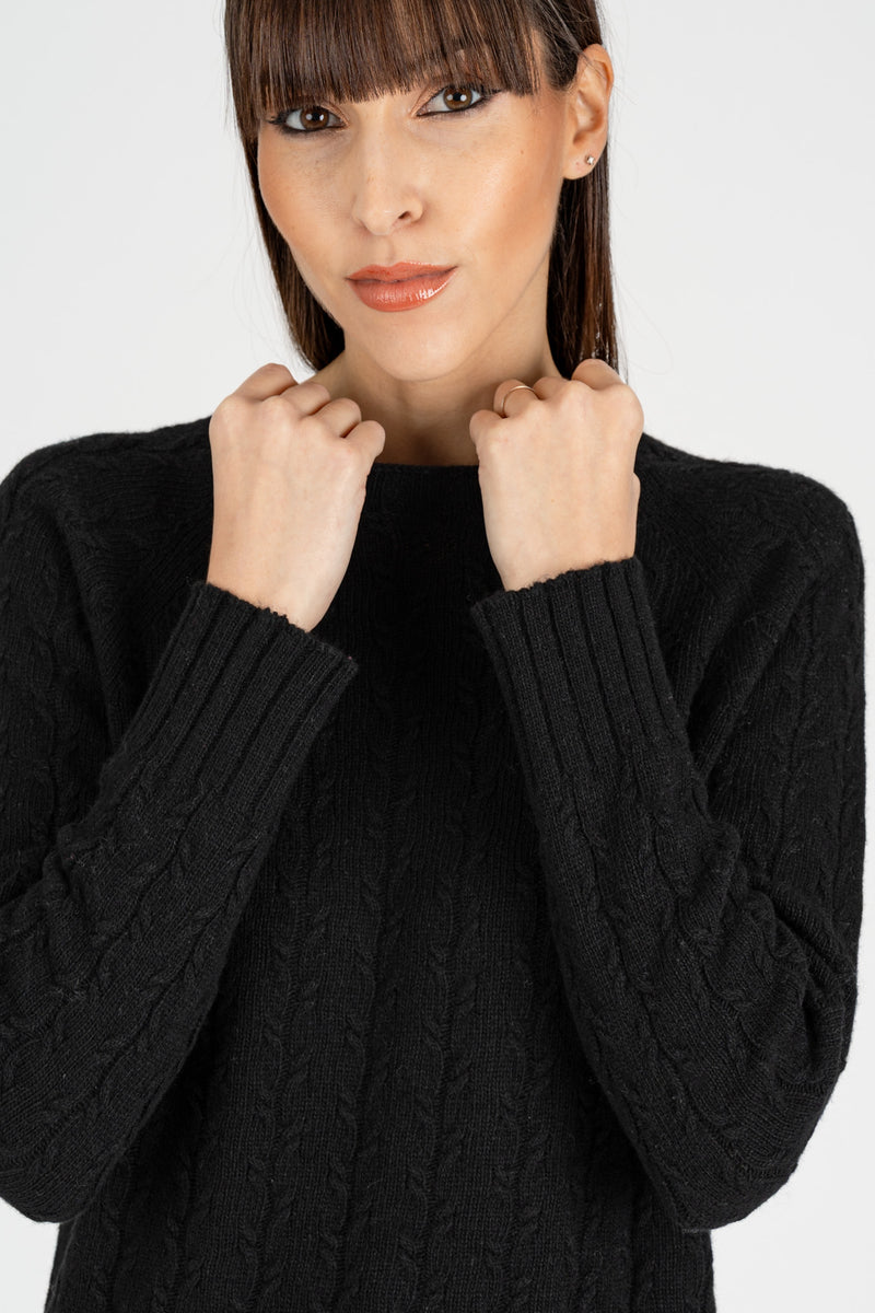 Maglia Pull a Trecce Nero