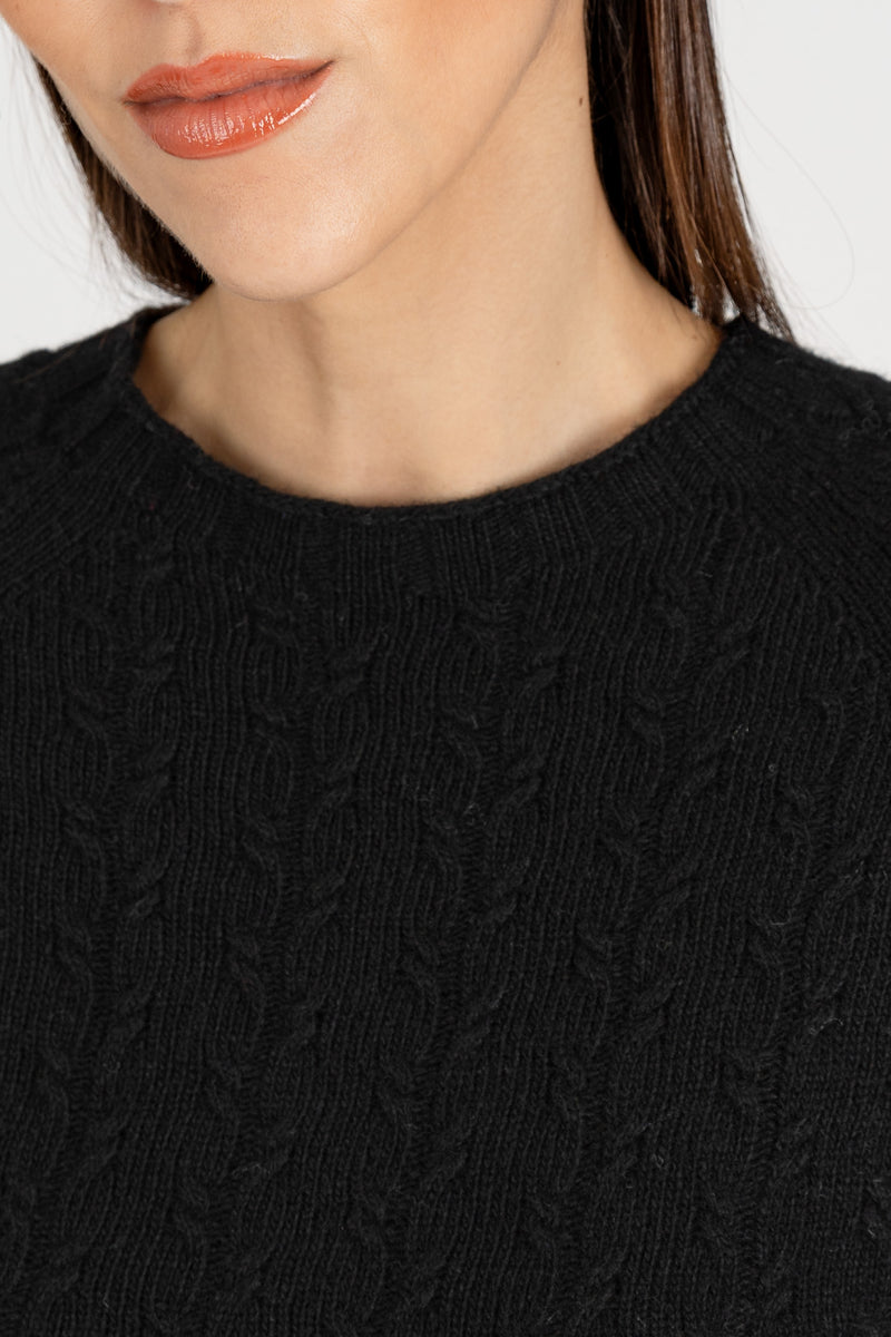 Maglia Pull a Trecce Nero