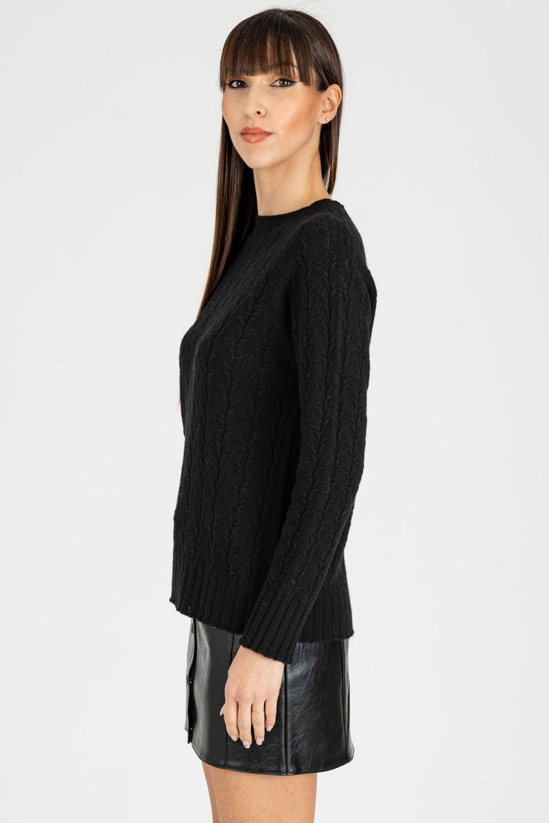 Maglia Pull a Trecce Nero