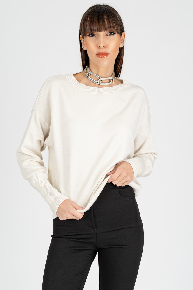 Maglia Giro Collo Gesso