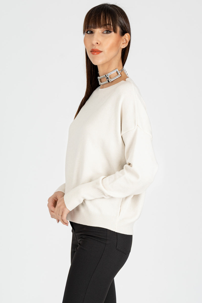 Maglia Giro Collo Gesso