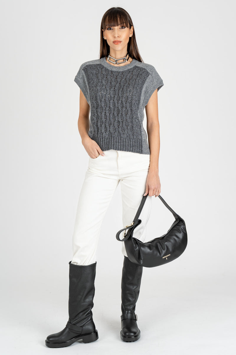 Gilet in Maglia Grigio