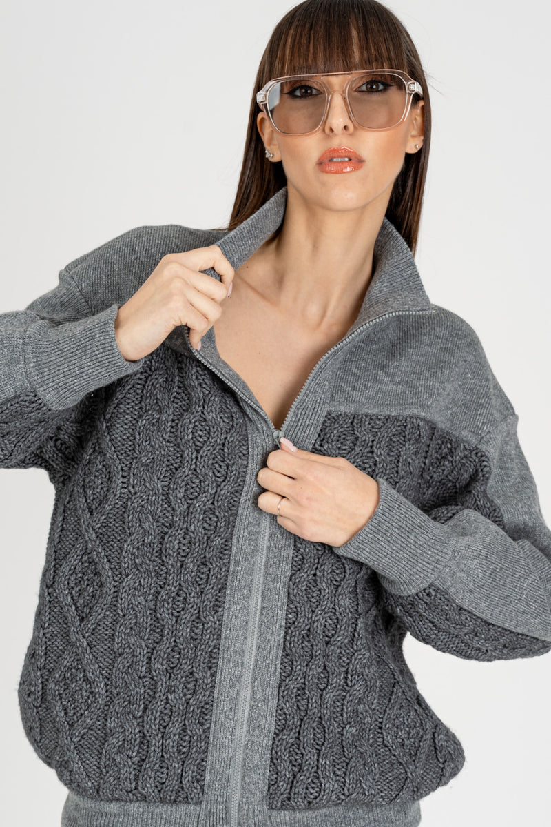 Giacca in Maglia Grigio