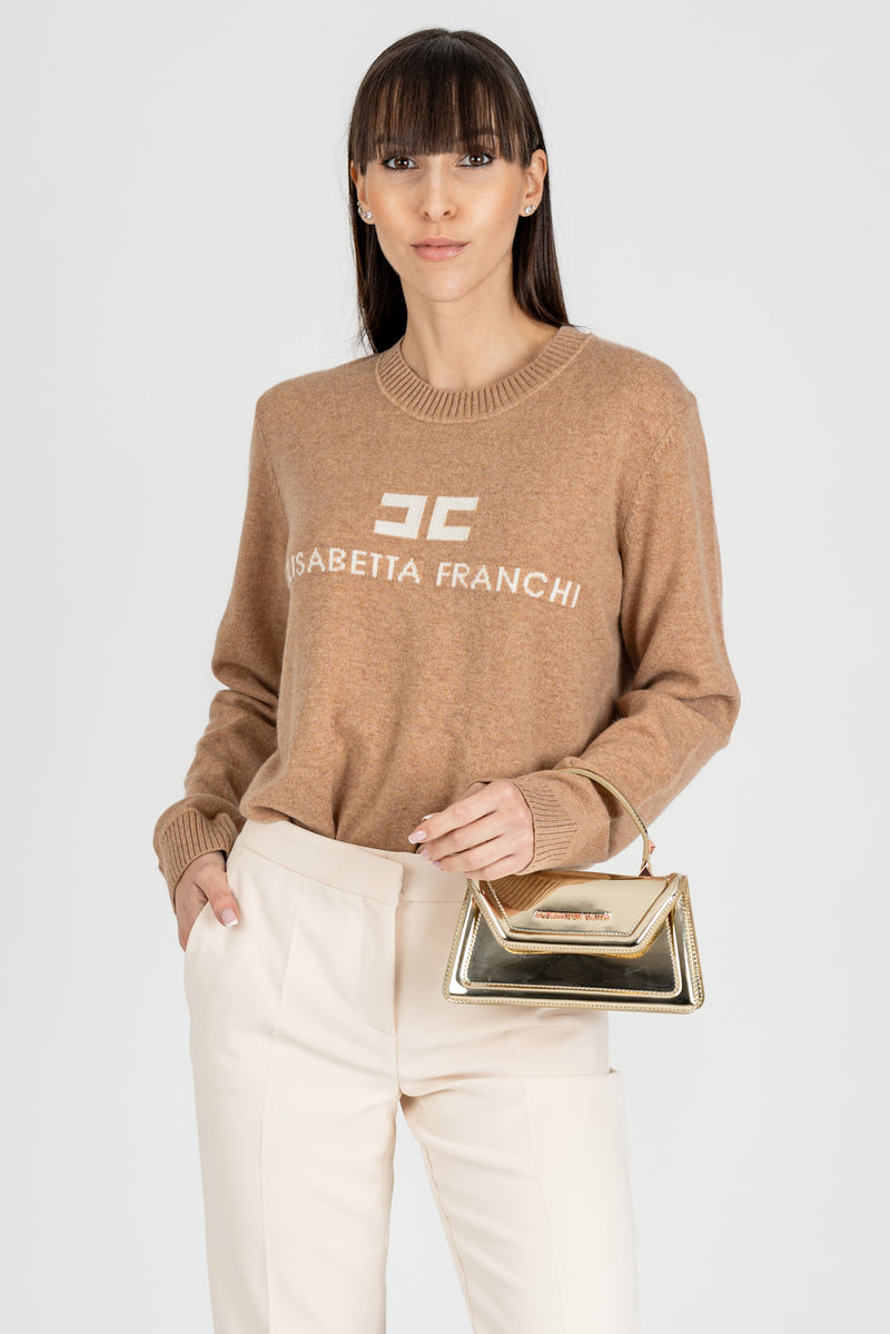 Maglione Logo Camel Melange Avorio