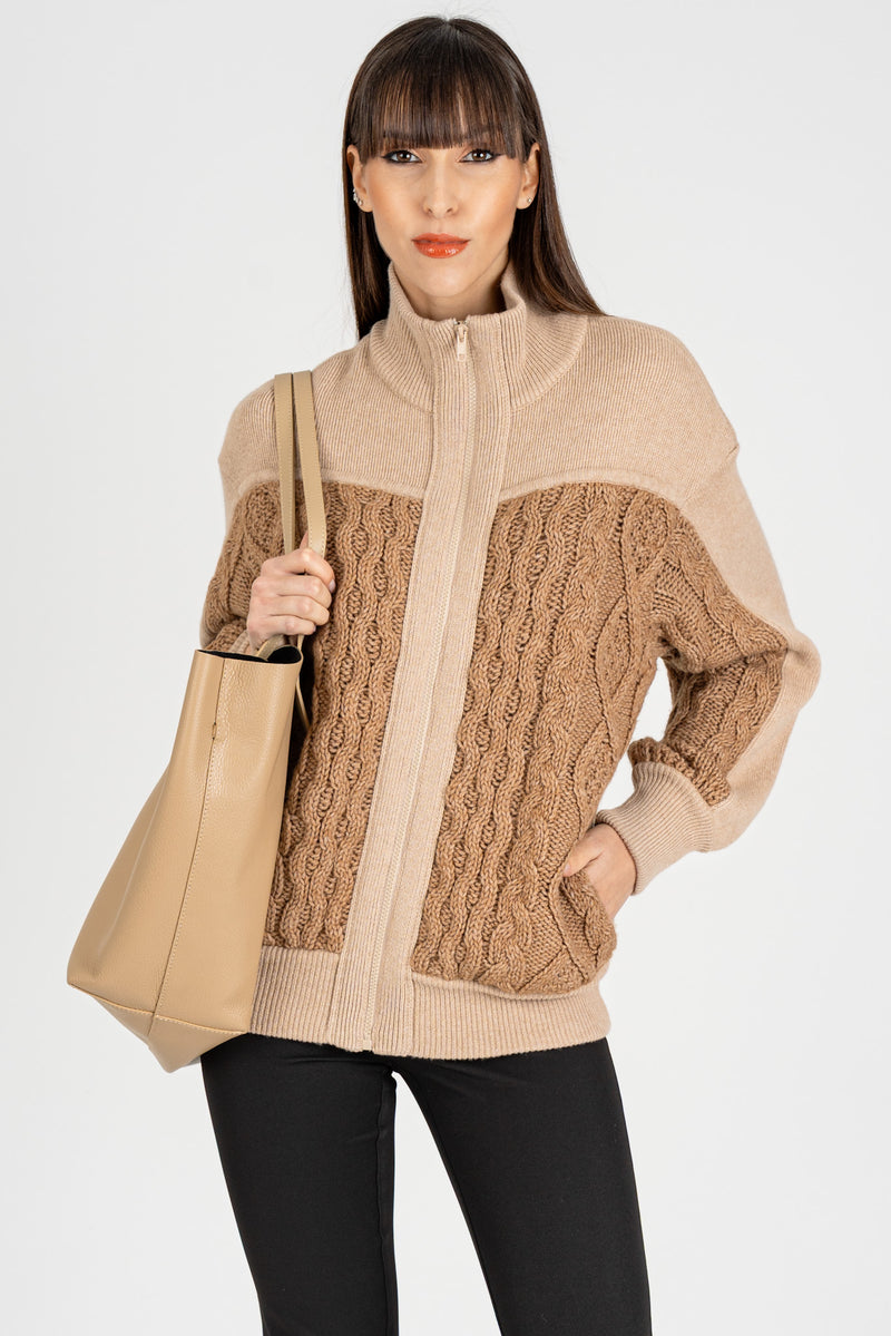 Giacca in Maglia Cammello