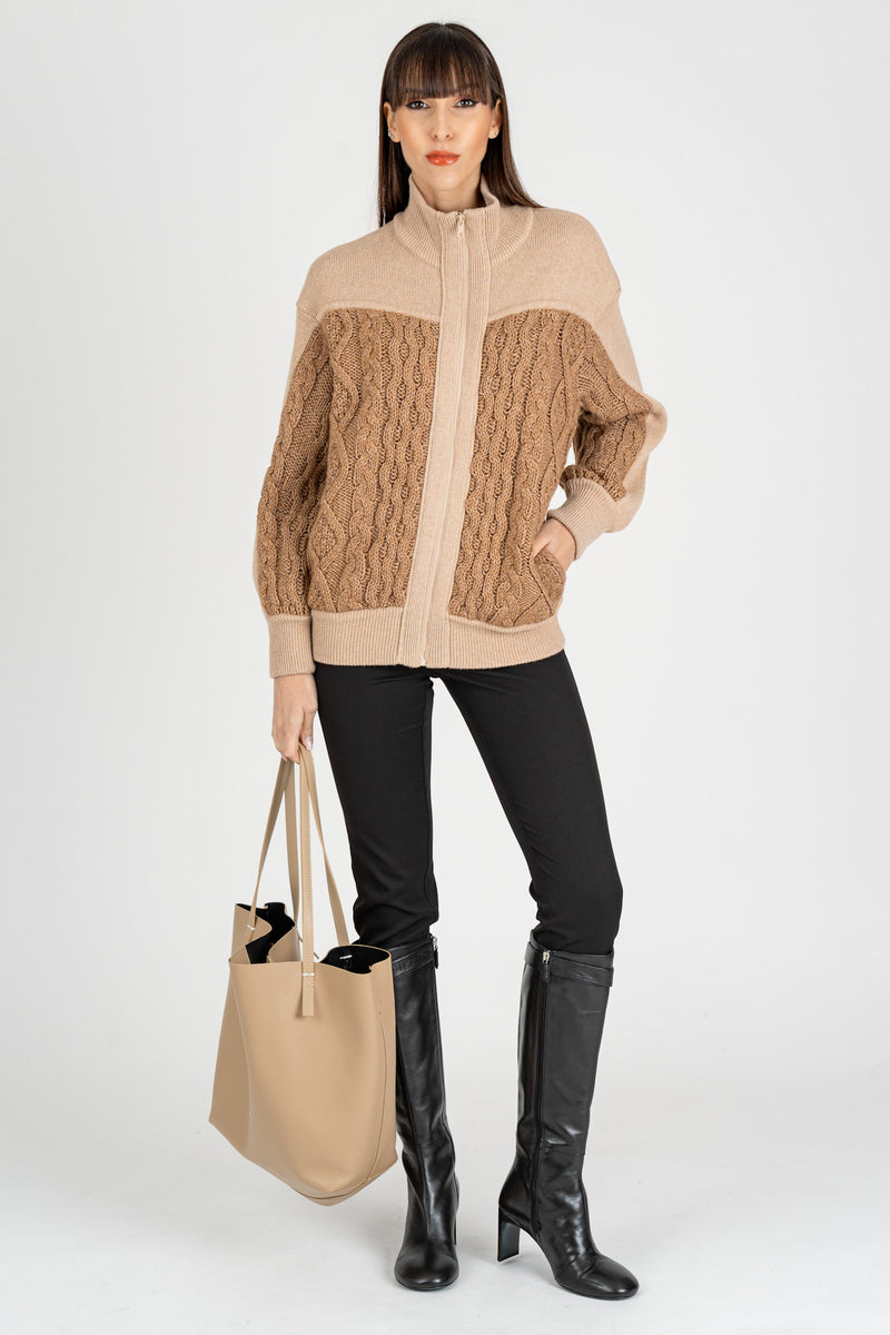 Giacca in Maglia Cammello