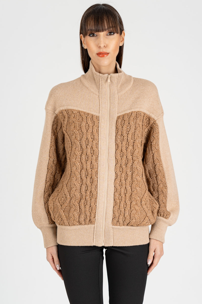 Giacca in Maglia Cammello