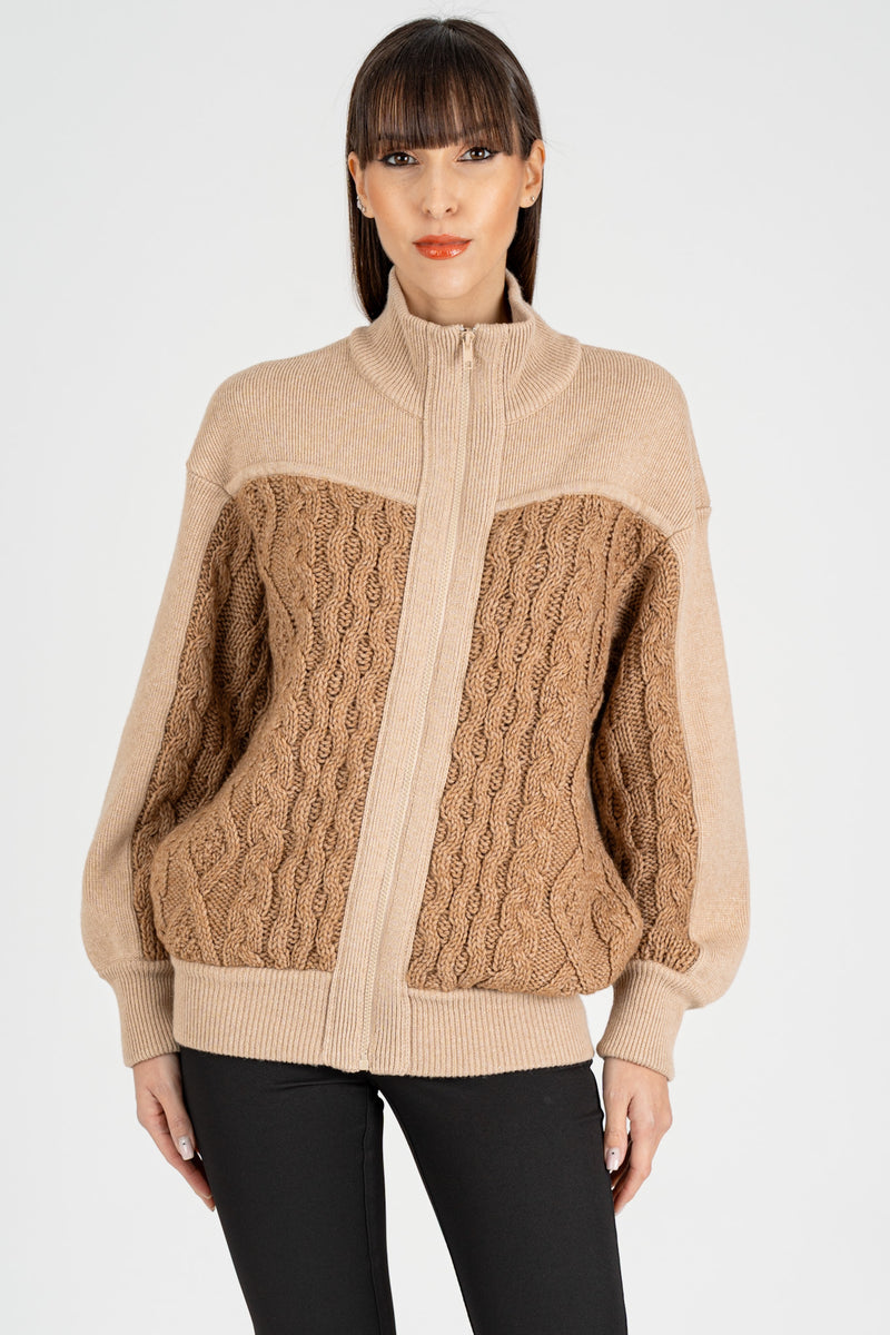 Giacca in Maglia Cammello