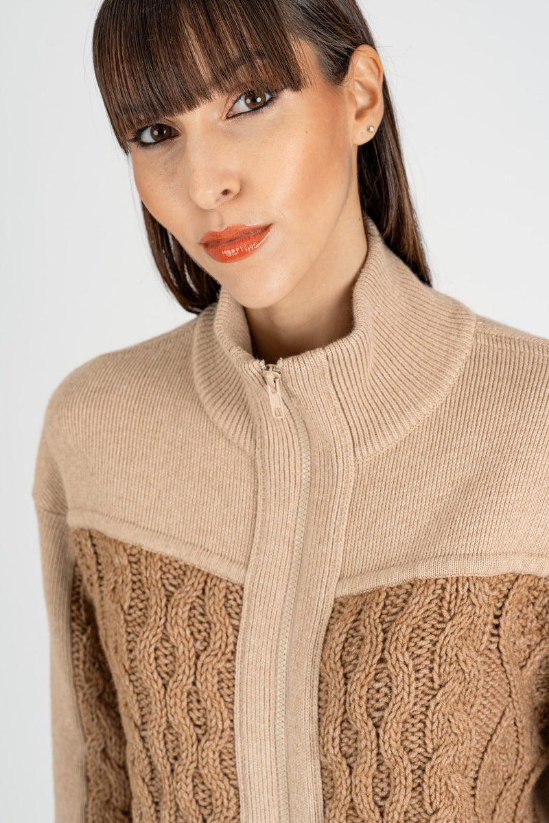 Giacca in Maglia Cammello